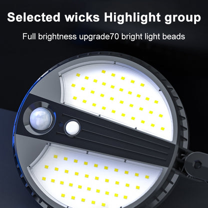مصباح حديقة دائري يعمل بالطاقة الشمسية، 70 مصباح LED، 450 لومن، مقاوم للماء IP65، جسم مصباح حثي للشارع