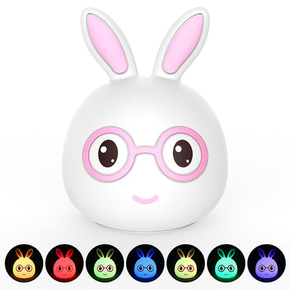 Smiling Rabbit Creative Touch 3D LED Decorative Night Light, USB Charging Version, USB Charging Version (Pink), USB Charging Version (Blue)