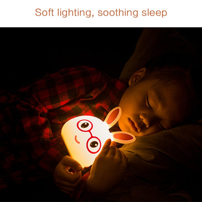 Smiling Rabbit Creative Touch 3D LED Decorative Night Light, USB Charging Version, USB Charging Version (Pink), USB Charging Version (Blue)