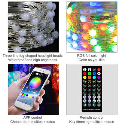 Christmas Decoration USB Copper Wire String Light Remote Controller & Bluetooth Mobile APP Control, Length: 5m 50 LEDs, Remote Controller & APP Control, Length: 5m 50 LEDs