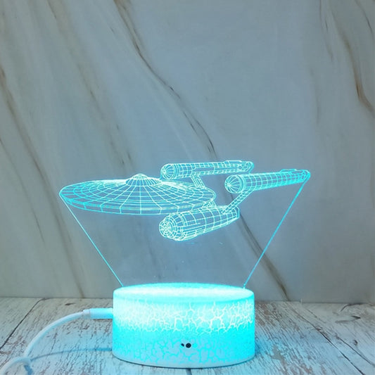 Spaceship Shape Creative Crack Touch Dimming 3D Colorful Decorative Night Light, Spaceship Shape