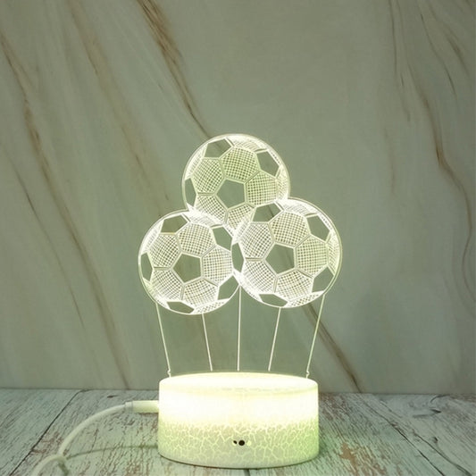 Three Footballs Shape Creative Crack Touch Dimming 3D Colorful Decorative Night Light, Three Footballs Shape