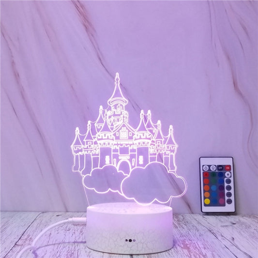 Castle In The Sky Shape Creative Crack Touch Dimming 3D Colorful Decorative Night Light with Remote Control, Castle In The Sky Shape