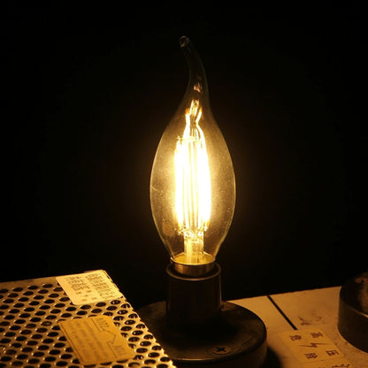 C35 E14 4W 4 LEDs 300 LM 3000K Dimmable Retro LED Filament Light Bulb Energy Saving Light, AC 220V, Long Tail E14 4W 220V Warm White, Long Tail E14 4W 220V White Light
