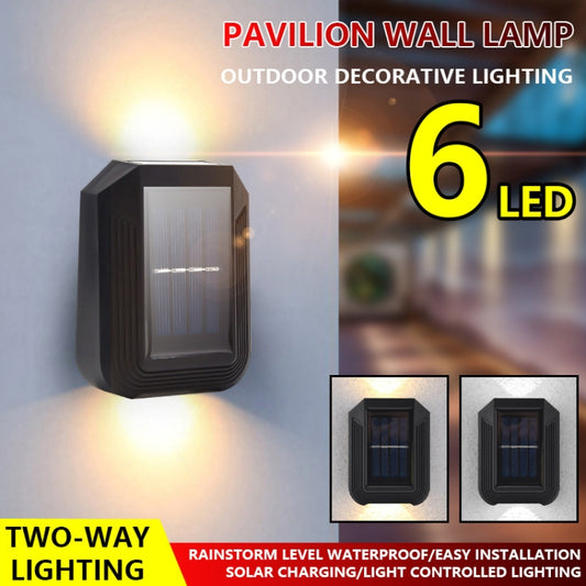 6 مصابيح حائط تعمل بالطاقة الشمسية LED للحديقة الخارجية والديكورية للإضاءة العلوية والسفلية