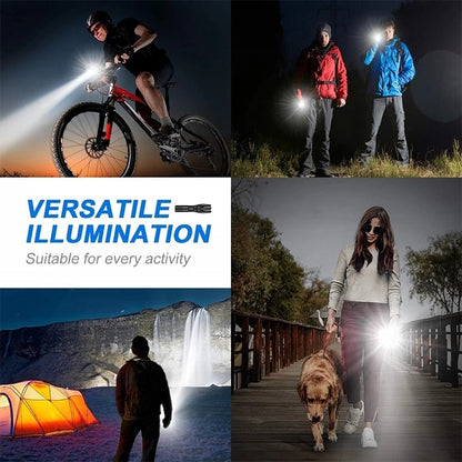 مصباح يدوي P90 + COB LED طويل الطراز مقاوم للماء للاستخدام الخارجي مع منفذ Micro USB للشحن، يدعم عرض الطاقة والتركيز التلسكوبي وضبط السطوع على 7 مستويات، P90