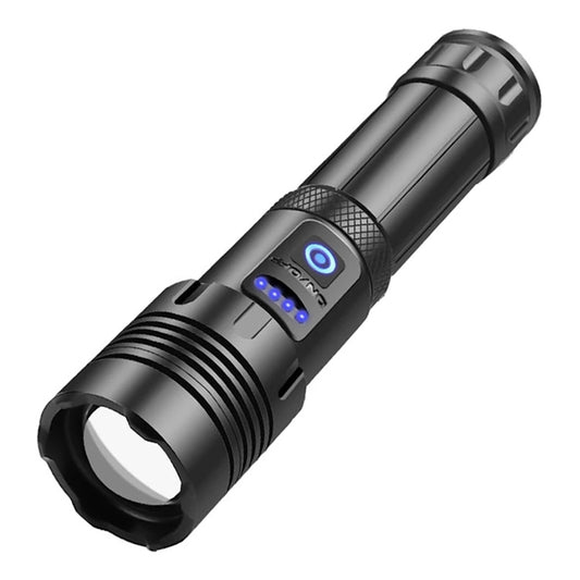 مصباح يدوي P70 + COB LED قصير الطراز مقاوم للماء للاستخدام الخارجي، مزود بشاحن Micro USB، يدعم عرض الطاقة والتركيز التلسكوبي وضبط السطوع على 7 مستويات، P70