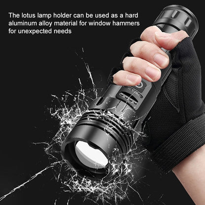 Short Style Micro USB Charging Outdoor Waterproof P70 + COB LED Flashlight, Support Power Display & Telescopic Focusing & 7-level Brightness Adjustment, P70