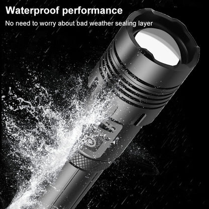 Short Style Micro USB Charging Outdoor Waterproof P70 + COB LED Flashlight, Support Power Display & Telescopic Focusing & 7-level Brightness Adjustment, P70
