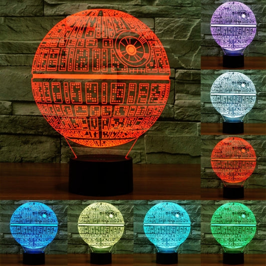 7 Colour Discoloration Creative Visual Stereo Lamp Desk Lamp Night Light, Death Star Style
