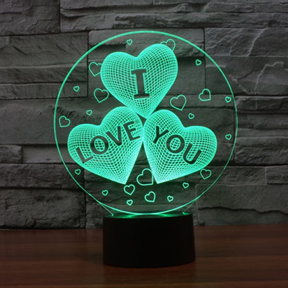 7-color Discoloration Creative Visual Stereo Lamp Desk Lamp Novelty Gift, I LOVE YOU Pattern