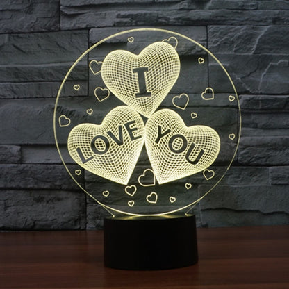 7-color Discoloration Creative Visual Stereo Lamp Desk Lamp Novelty Gift, I LOVE YOU Pattern