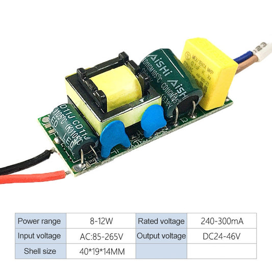 محول تشغيل LED بقوة 8-12 واط مزود طاقة معزول تيار متردد 85-265 فولت إلى تيار مستمر 24-46 فولت، 8-12 واط