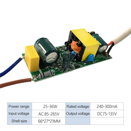 محول تشغيل LED 25-36 واط مزود طاقة معزول تيار متردد 85-265 فولت إلى تيار مستمر 75-135 فولت، 25-36 واط