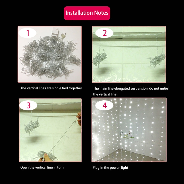 300 LEDs Curtain String Light with End Joint & Multi-function Controller & Memory Waterproof, US Plug, AC 110V, White Light US Plug, Warm White US Plug