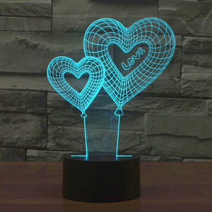 7 Color Discoloration Creative Visual Stereo Lamp Desk Lamp Night Light, Double Heart Balloon Style