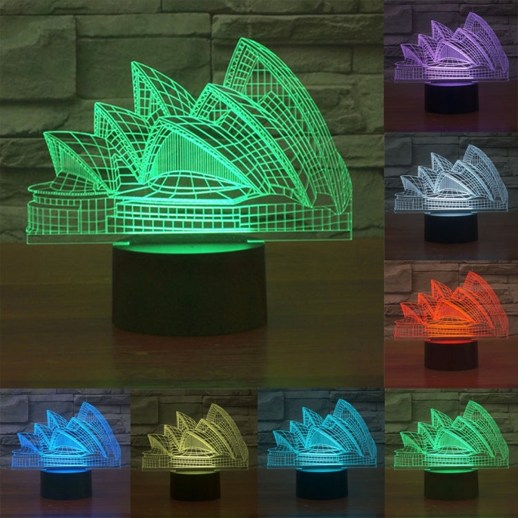 7 Color Discoloration Creative Visual Stereo Lamp Desk Lamp Night Light, Sydney Opera House Style