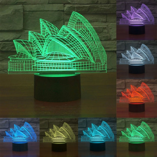 7 Color Discoloration Creative Visual Stereo Lamp Desk Lamp Night Light, Sydney Opera House Style