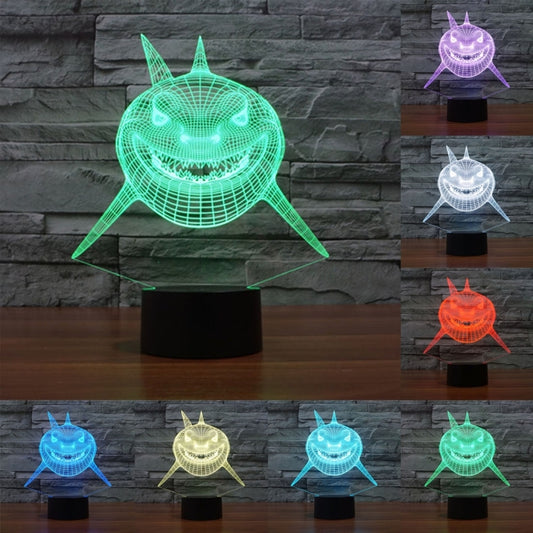 7 Color Discoloration Creative Visual Stereo Lamp Desk Lamp Night Light, Positive Face Shark Style