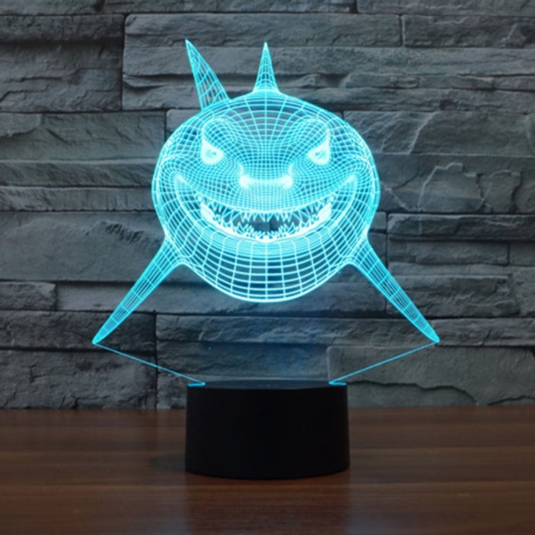 7 Color Discoloration Creative Visual Stereo Lamp Desk Lamp Night Light, Positive Face Shark Style