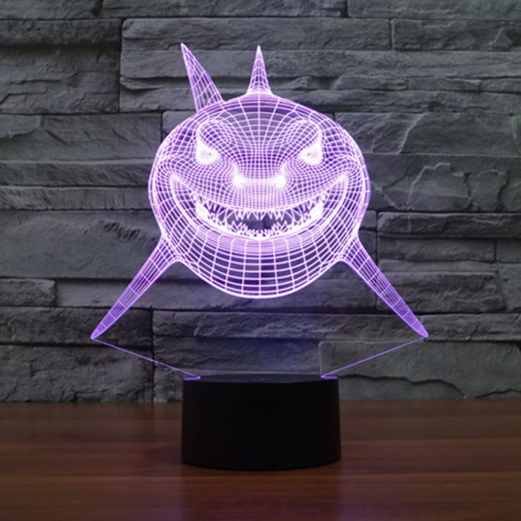 7 Color Discoloration Creative Visual Stereo Lamp Desk Lamp Night Light, Positive Face Shark Style