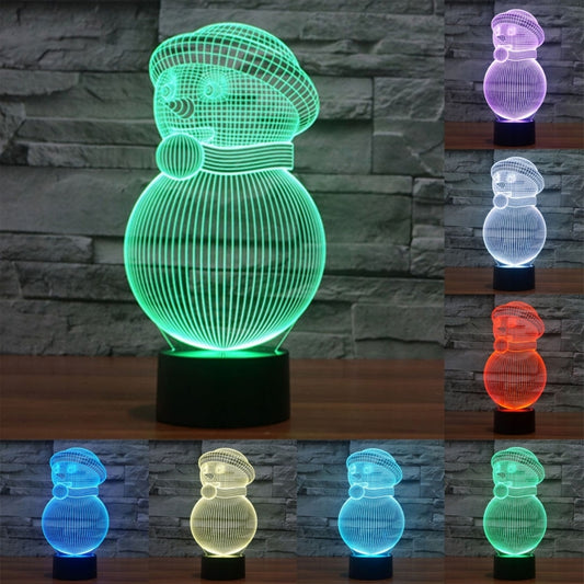7 Color Discoloration Creative Visual Stereo Lamp Desk Lamp Night Light, Snowman Style
