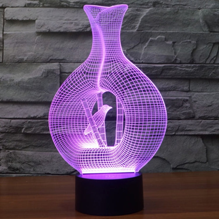 7 Color Discoloration Creative Visual Stereo Lamp Desk Lamp Night Light, Bird In The Cage Style