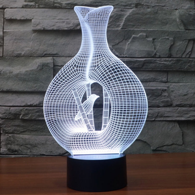 7 Color Discoloration Creative Visual Stereo Lamp Desk Lamp Night Light, Bird In The Cage Style