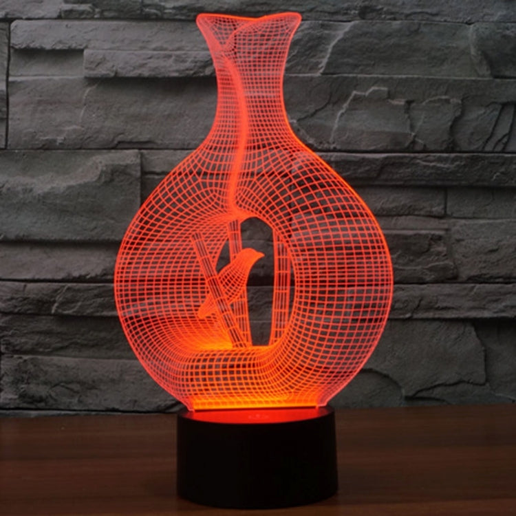 7 Color Discoloration Creative Visual Stereo Lamp Desk Lamp Night Light, Bird In The Cage Style