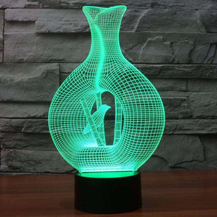 7 Color Discoloration Creative Visual Stereo Lamp Desk Lamp Night Light, Bird In The Cage Style