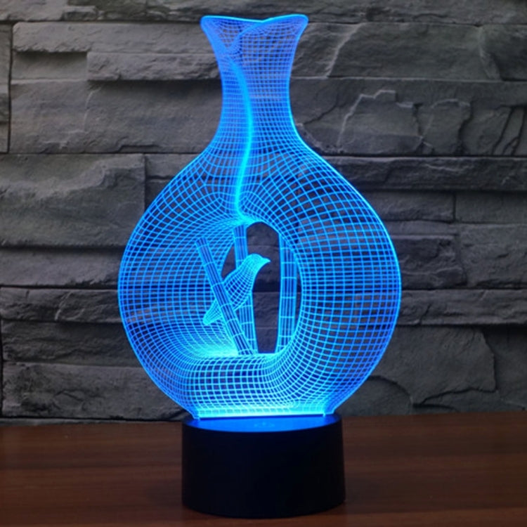7 Color Discoloration Creative Visual Stereo Lamp Desk Lamp Night Light, Bird In The Cage Style