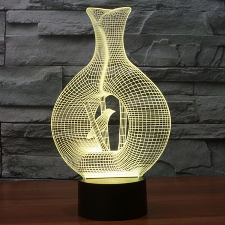 7 Color Discoloration Creative Visual Stereo Lamp Desk Lamp Night Light, Bird In The Cage Style