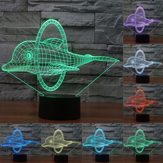 7 Color Discoloration Creative Visual Stereo Lamp Desk Lamp Night Light, Dolphin Jump Style