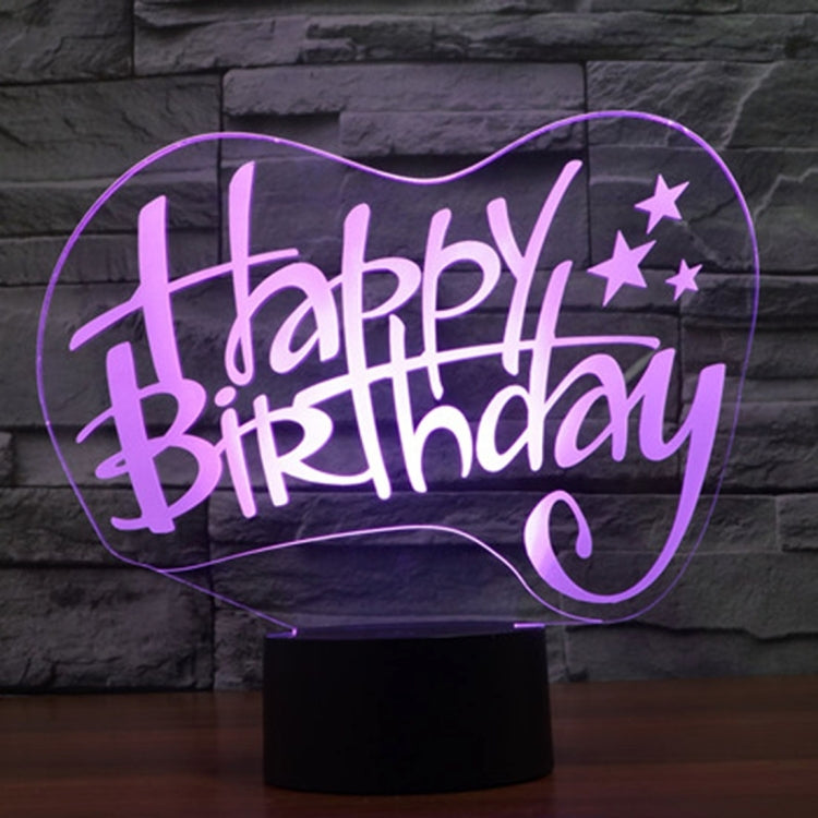 7 Color Discoloration Creative Visual Stereo Lamp Desk Lamp Night Light, Happy Birthday Style