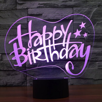 7 Color Discoloration Creative Visual Stereo Lamp Desk Lamp Night Light, Happy Birthday Style