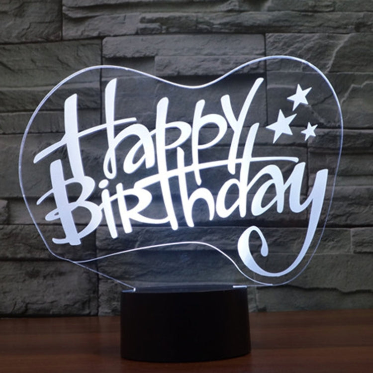 7 Color Discoloration Creative Visual Stereo Lamp Desk Lamp Night Light, Happy Birthday Style
