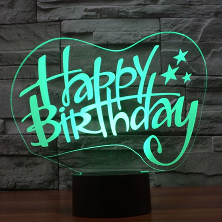7 Color Discoloration Creative Visual Stereo Lamp Desk Lamp Night Light, Happy Birthday Style