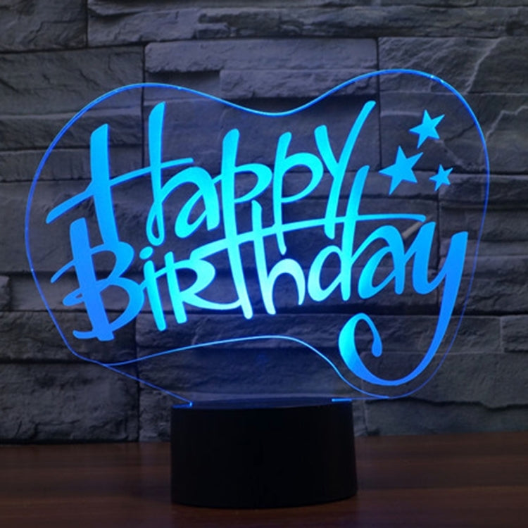 7 Color Discoloration Creative Visual Stereo Lamp Desk Lamp Night Light, Happy Birthday Style