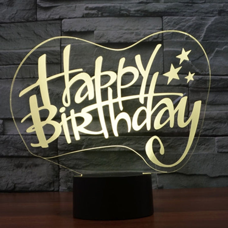 7 Color Discoloration Creative Visual Stereo Lamp Desk Lamp Night Light, Happy Birthday Style