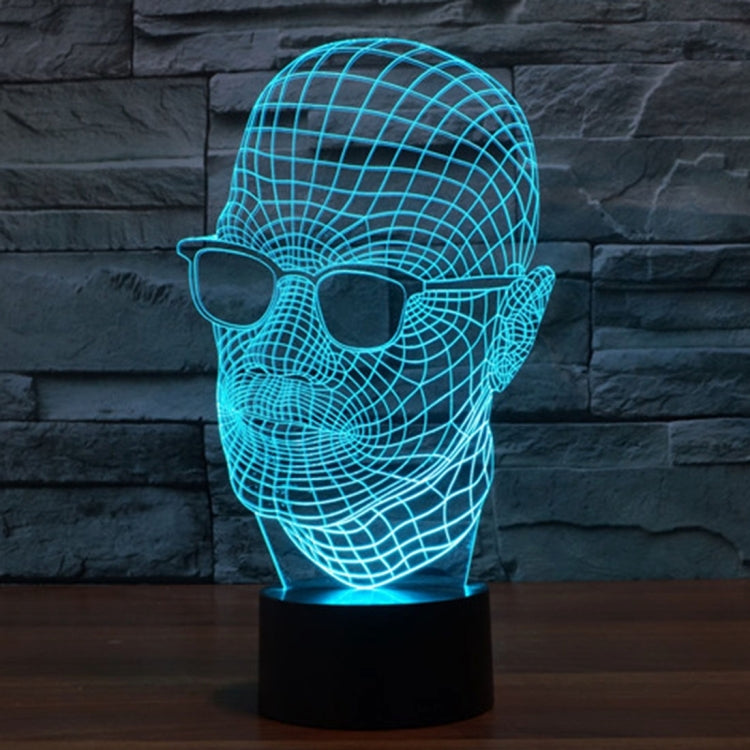 7 Color Discoloration Creative Visual Stereo Lamp Desk Lamp Night Light, Product Size: 23.6 x 14.0 x 8.7 cm, Man with Glasses Style
