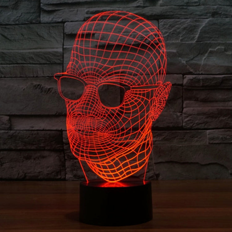7 Color Discoloration Creative Visual Stereo Lamp Desk Lamp Night Light, Product Size: 23.6 x 14.0 x 8.7 cm, Man with Glasses Style