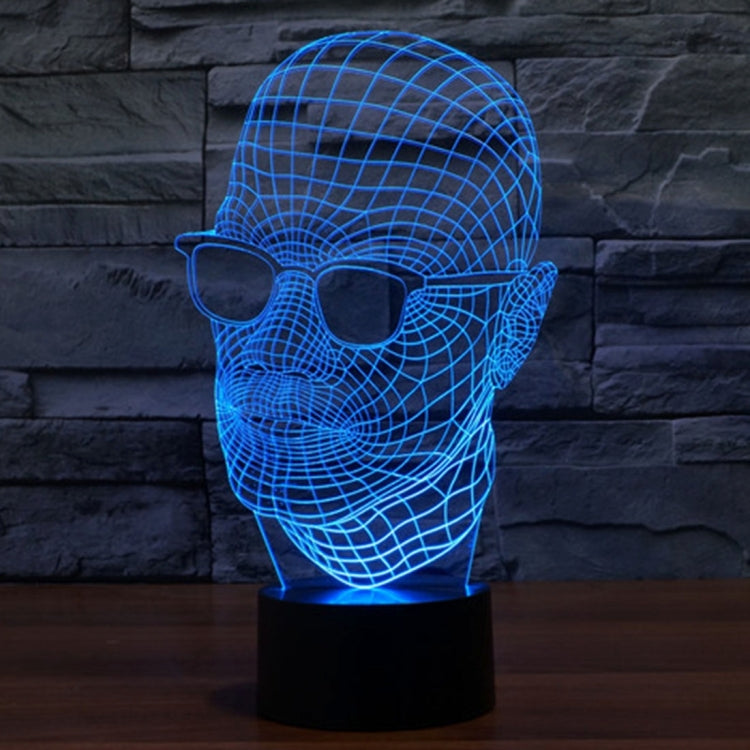 7 Color Discoloration Creative Visual Stereo Lamp Desk Lamp Night Light, Product Size: 23.6 x 14.0 x 8.7 cm, Man with Glasses Style
