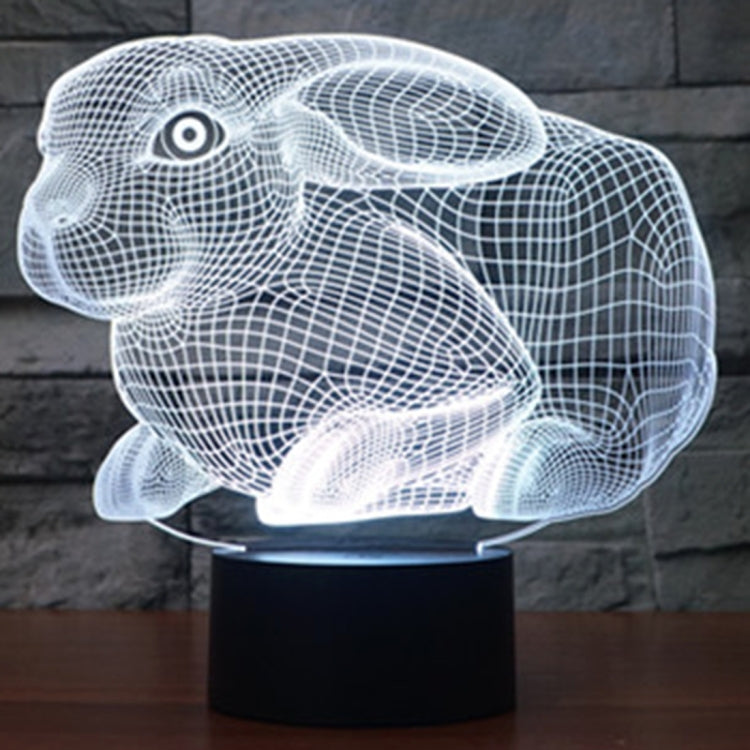 7 Colour Discoloration Creative Visual Stereo Lamp Desk Lamp Night Light, Rabbit Shape