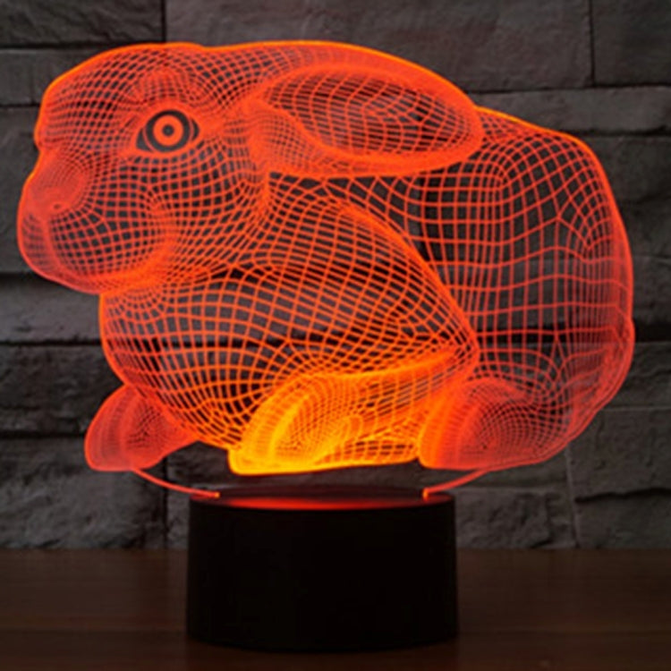 7 Colour Discoloration Creative Visual Stereo Lamp Desk Lamp Night Light, Rabbit Shape