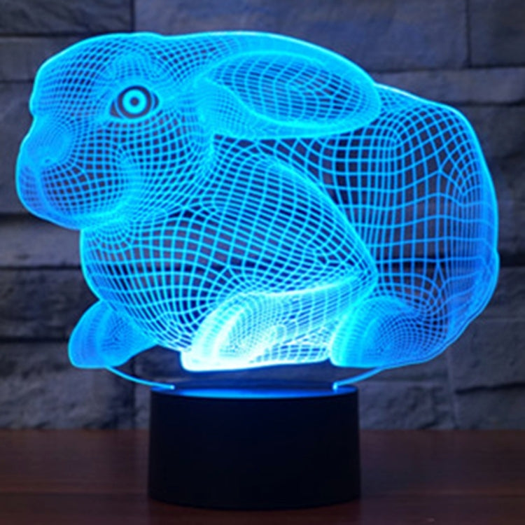 7 Colour Discoloration Creative Visual Stereo Lamp Desk Lamp Night Light, Rabbit Shape