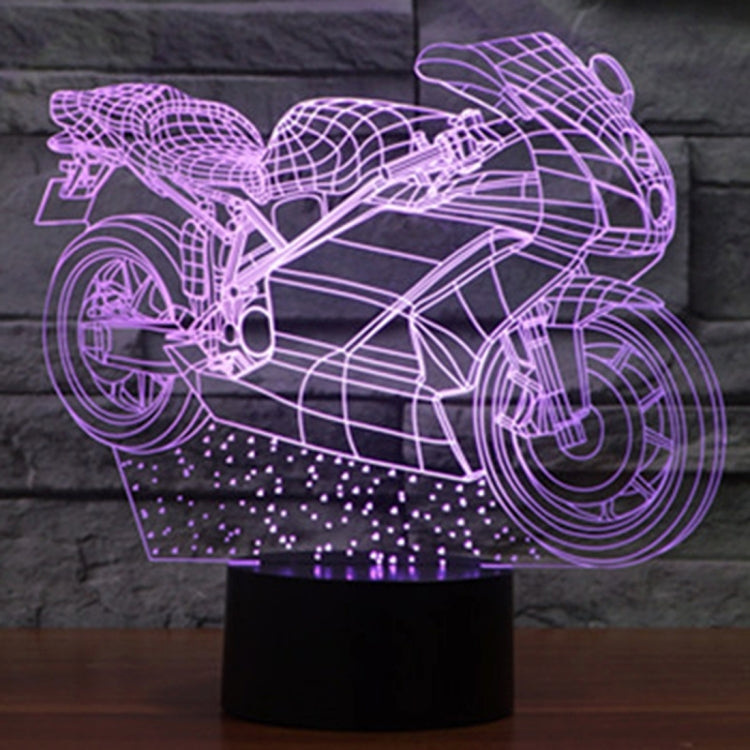 7 Colour Discoloration Creative Visual Stereo Lamp Desk Lamp Night Light, Motorcycle Shape