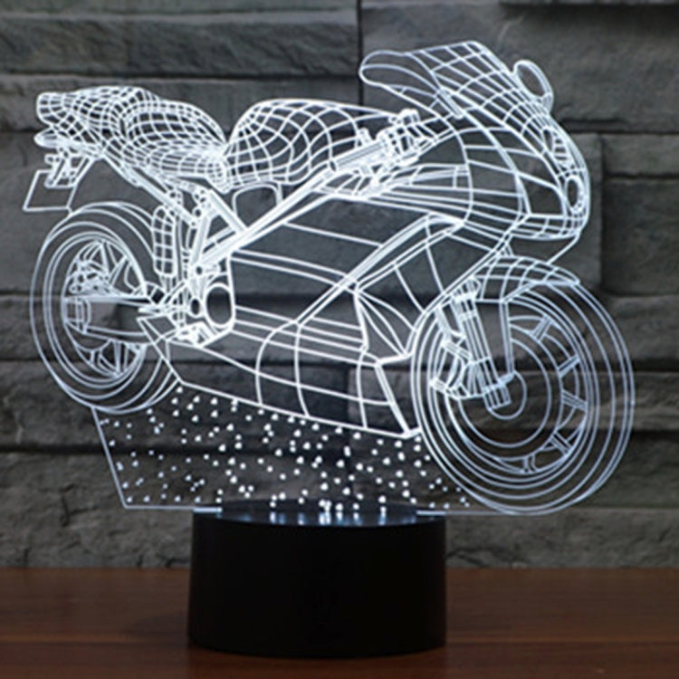 7 Colour Discoloration Creative Visual Stereo Lamp Desk Lamp Night Light, Motorcycle Shape