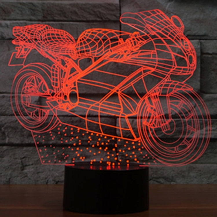 7 Colour Discoloration Creative Visual Stereo Lamp Desk Lamp Night Light, Motorcycle Shape