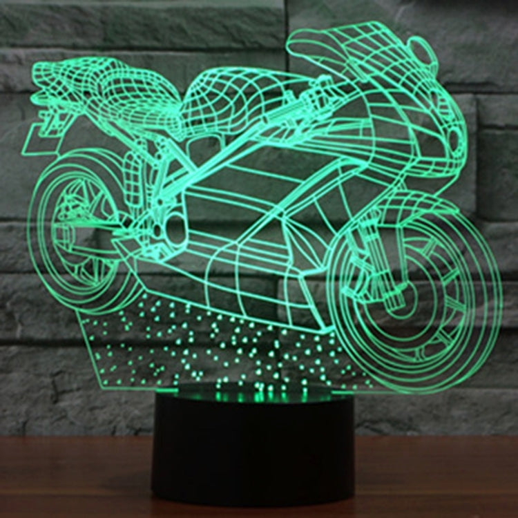 7 Colour Discoloration Creative Visual Stereo Lamp Desk Lamp Night Light, Motorcycle Shape