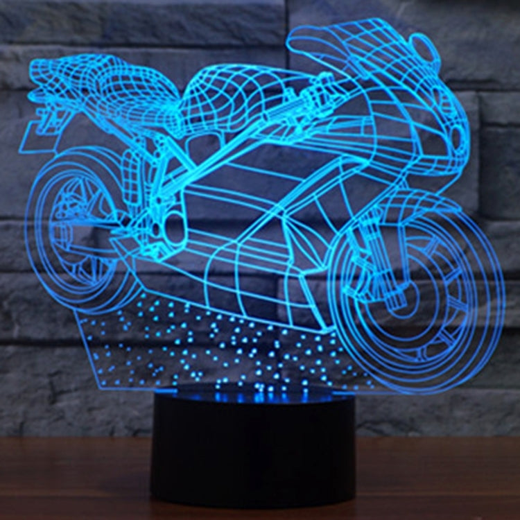 7 Colour Discoloration Creative Visual Stereo Lamp Desk Lamp Night Light, Motorcycle Shape